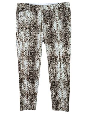 Worthington Brown Snake-Print Reptile Tailored Trouser Ankle Stretch Streetwear